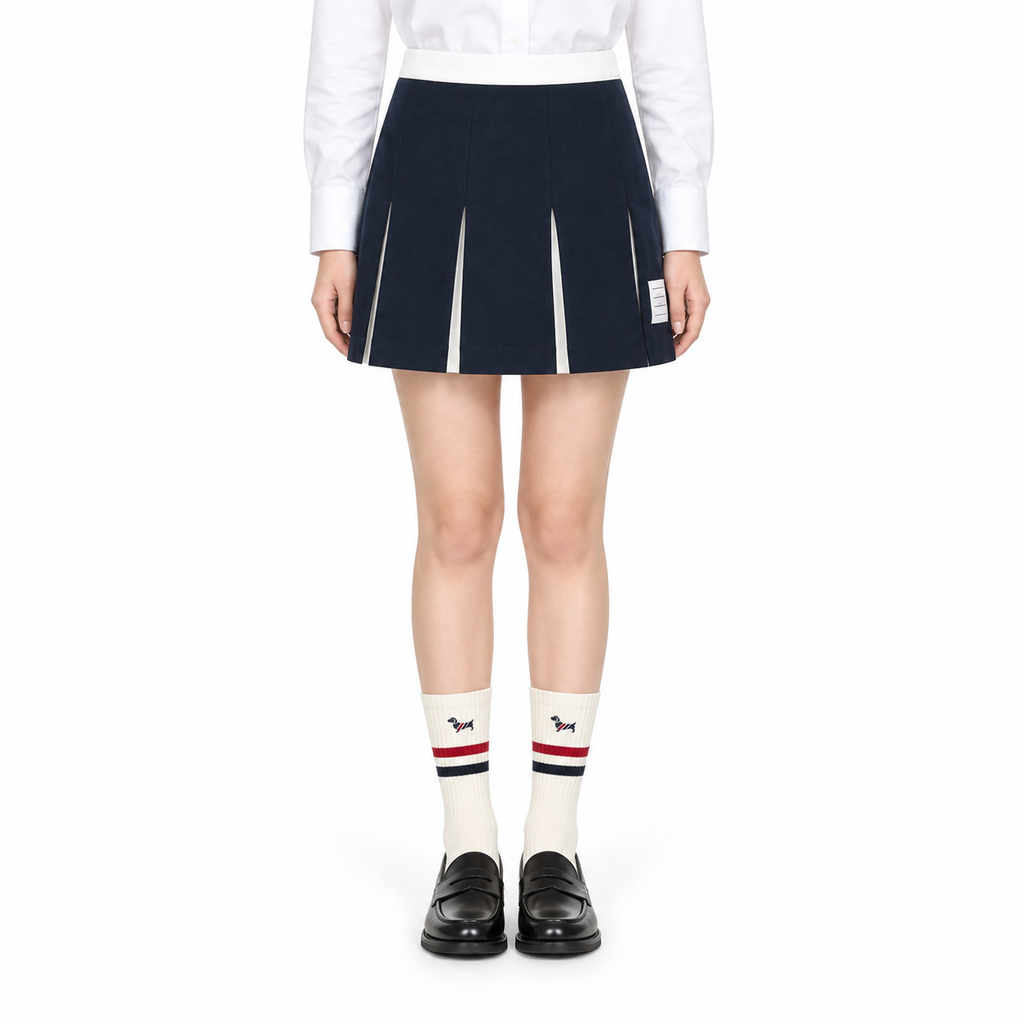 Women's Contrast Pleated Mini Skirt | Thom Browne