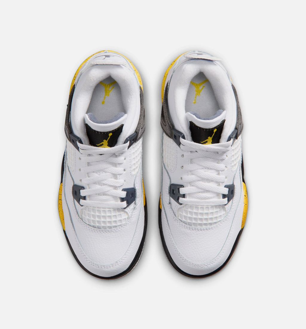 Air Jordan 4 Retro 'Rare Air Tour Yellow' Preschool - White/Dark Blue Grey/Black/Tour Yellow