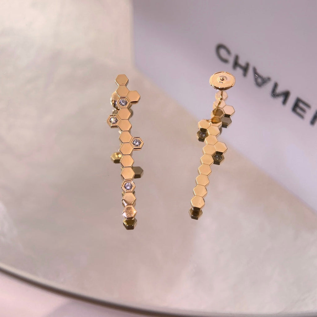 CHAUMET BEE MY LOVE DIAMND LONG STUD EARRINGS