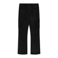 Black Coated Cargo Flare Jeans