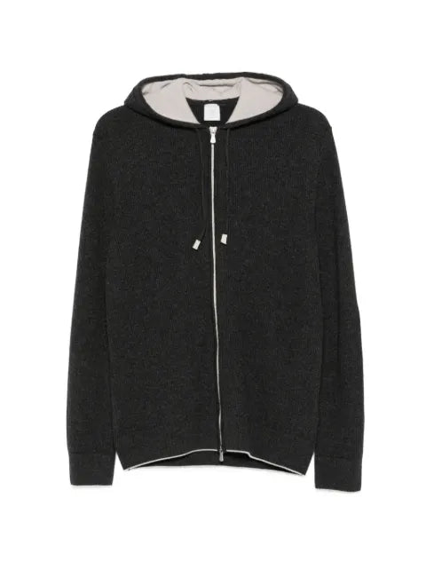 Eleventy ribbed-knit zip-up hoodie
