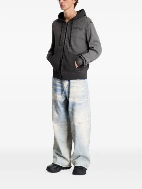 Diesel waffle zip-up hoodie with dégradé effect