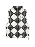THUG CLUB check-print puffer gilet
