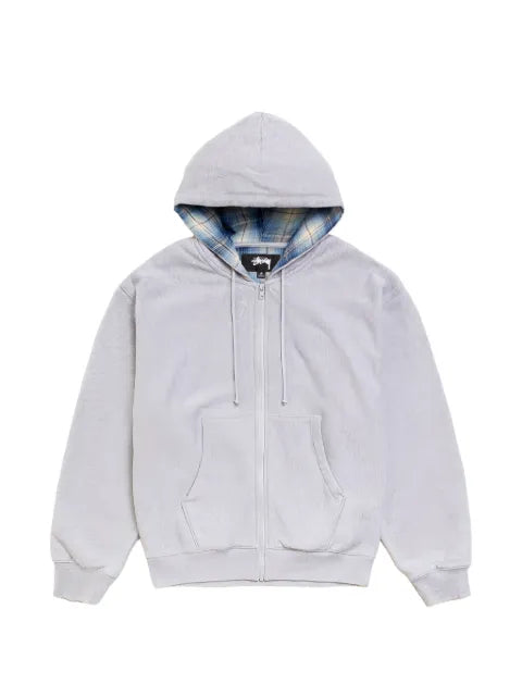 Stüssy plaid-lined zip-up hoodie