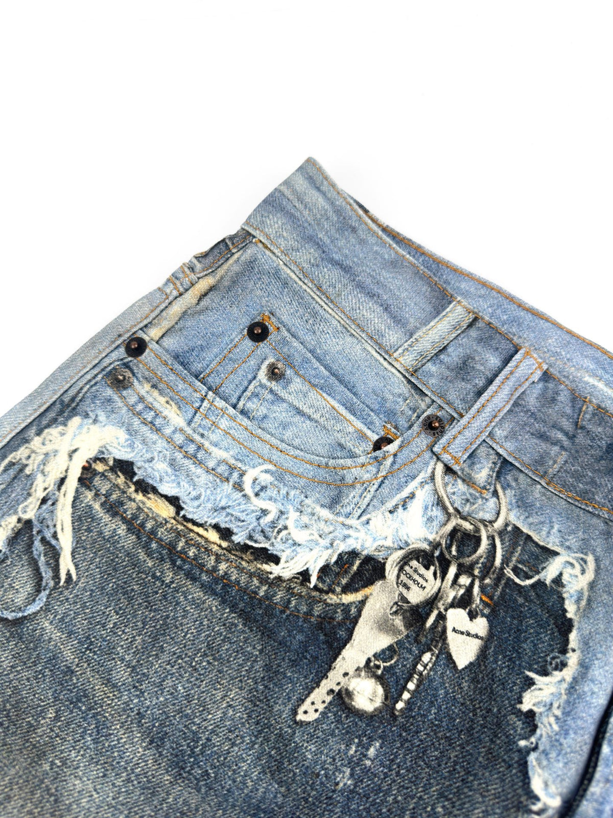 Acne Studios Distressed Knee‑Length Denim Shorts