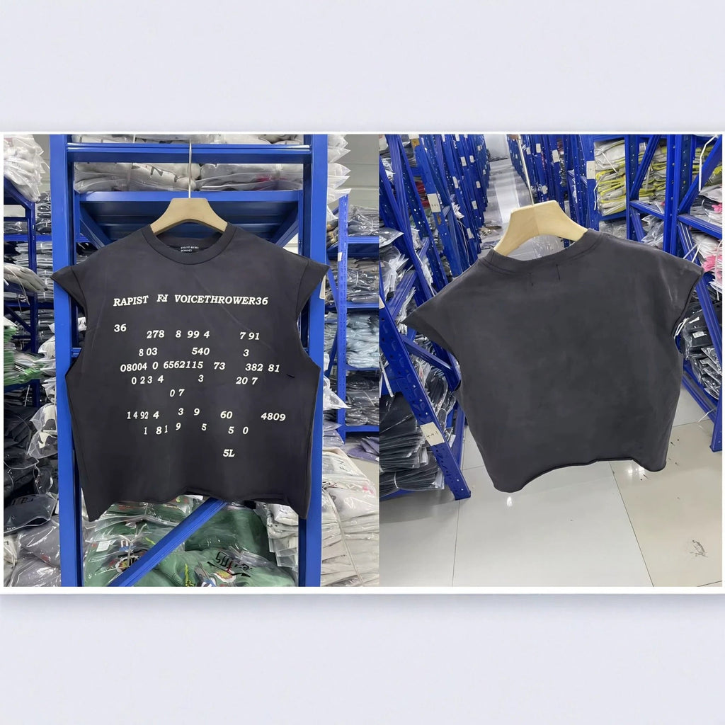 ERD Vintage Washed Letter Graphic Cut-Off Tank Top Unisex