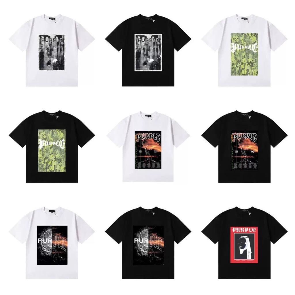Purple Brand Graphic Tee Loose Unisex Vintage Streetwear T-Shirt