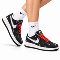 Nike Air Force 1 Low Black White Red Lace Unisex Sneakers Style 03