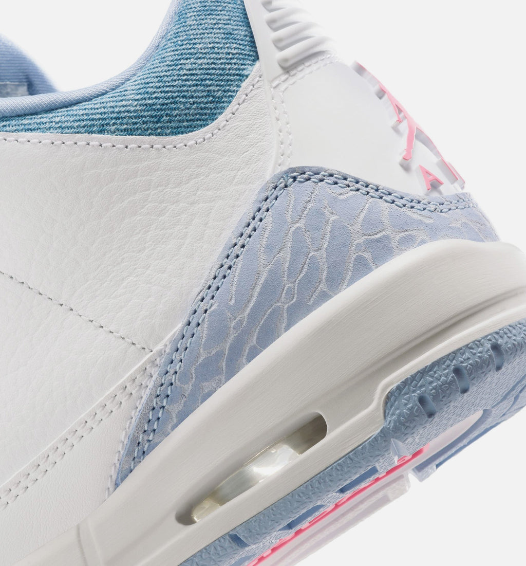 Air Jordan 3 Retro Cobalt Bliss Big Kids' Sneakers - White / Blue / Football Grey / Pink