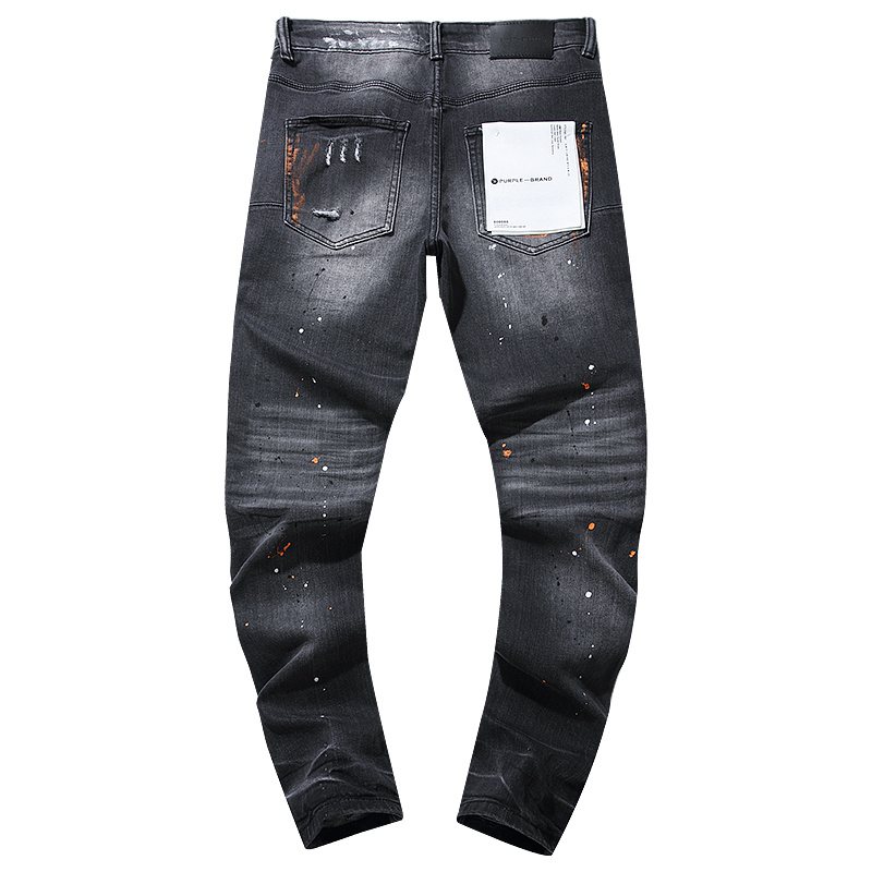 Purple Brand Black Distressed Paint Splatter Jeans
