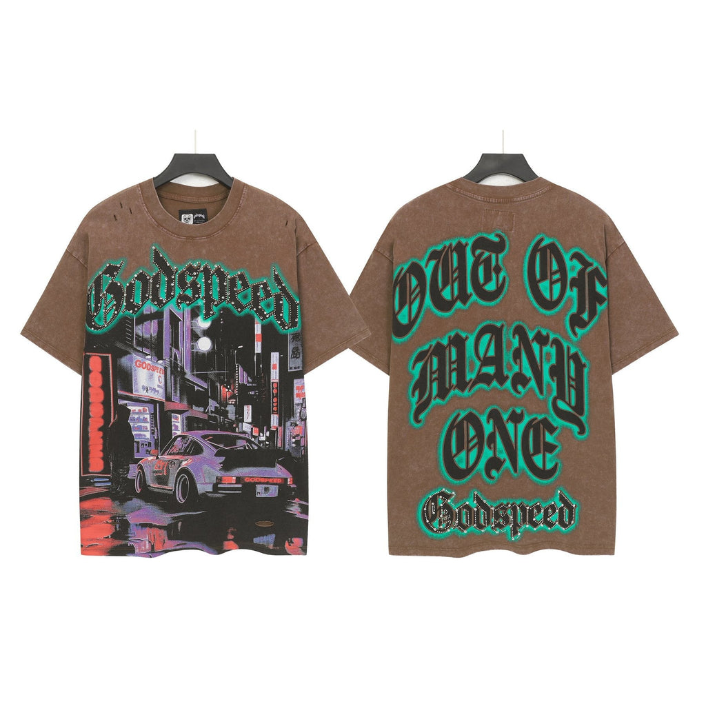 Godspeed City Car Rhinestone Graphic T-Shirt