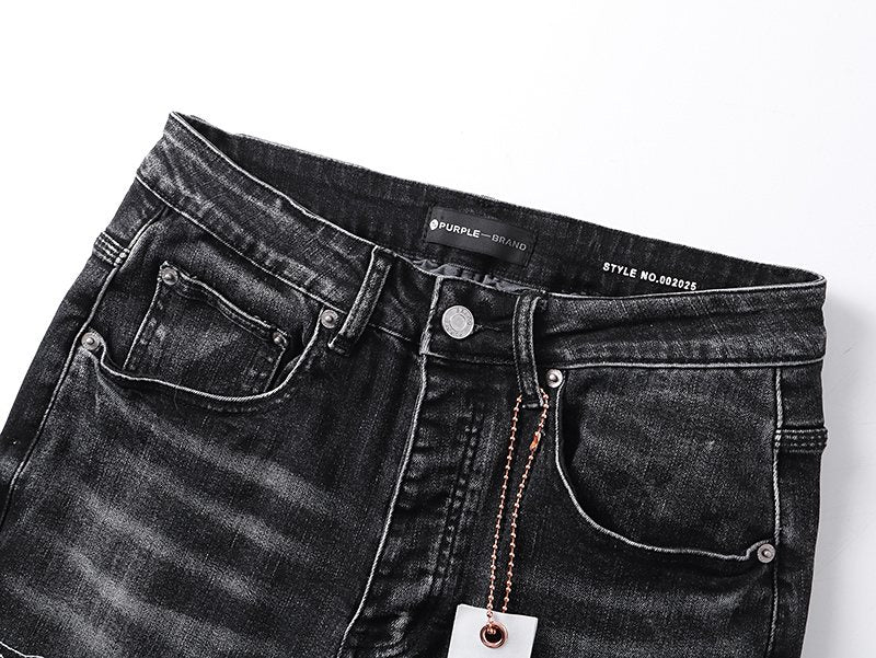Purple Brand Washed Black Side-Leg Graphic Jeans