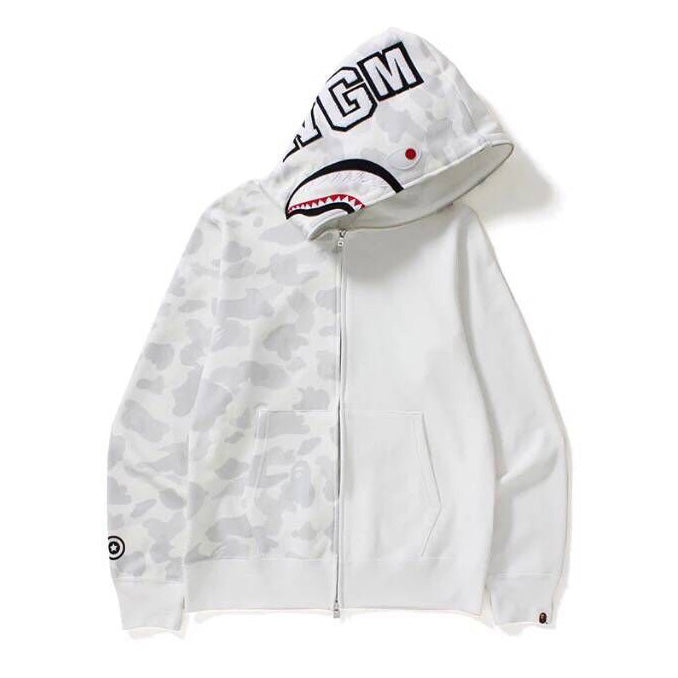 BAPE Fluorescent Split Camo Shark Zip Hoodie