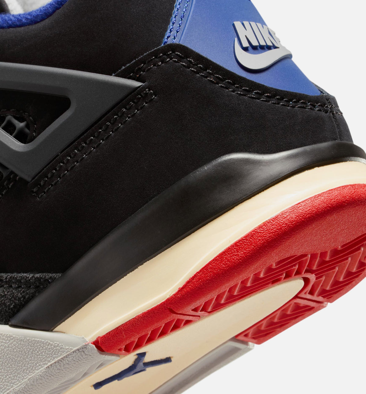 Air Jordan 4 Retro Rare Air Preschool Shoes - Black Fire Red Deep Royal Blue