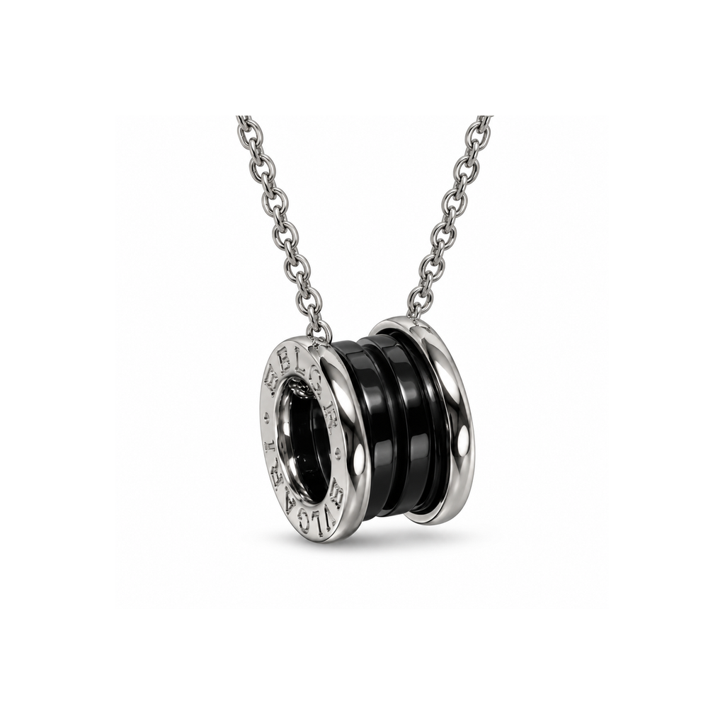 BVLGARI "Little Red Figure" Black Ceramic Necklace