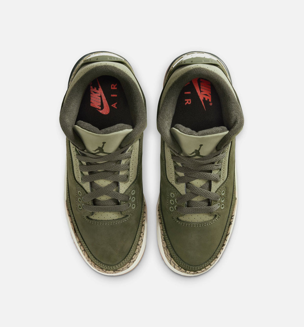 Air Jordan 3 Retro Grade School Lifestyle Shoe - Medium Olive/Sequoia/Neutral Olive/Sail