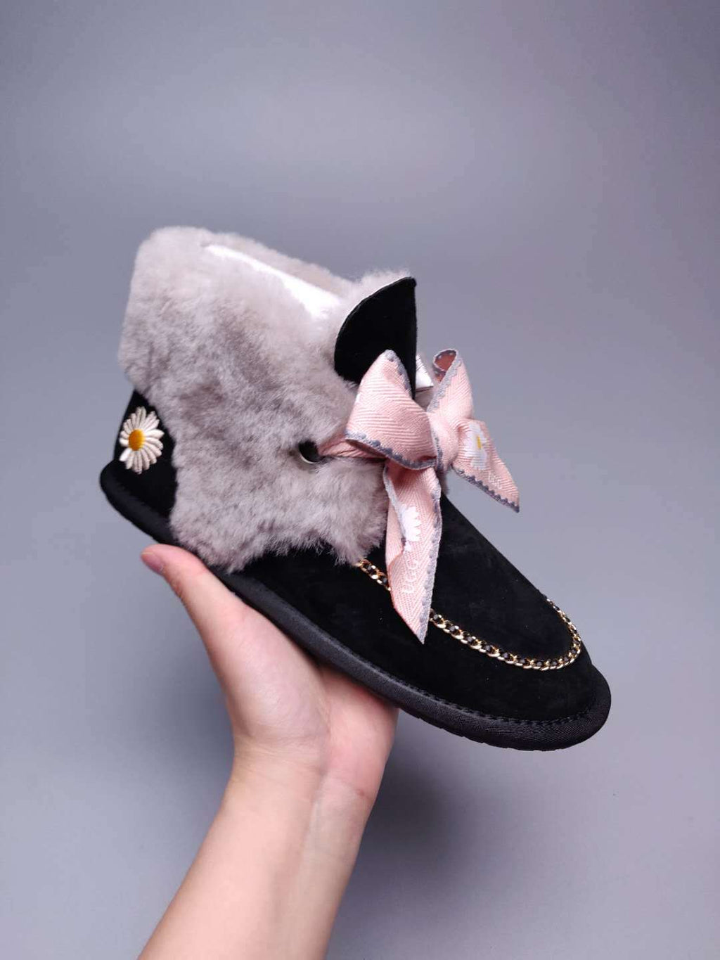 Daisy Chain Ribbon Snow Boot — Black | New Arrival | In Stock