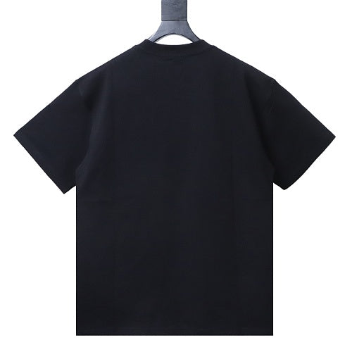 RS designed red heart T-shirt Black