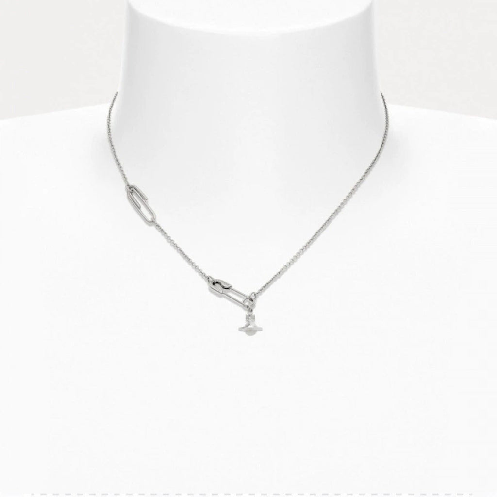 Vivienne Westwood Style 3D Orb Safety Pin Necklace