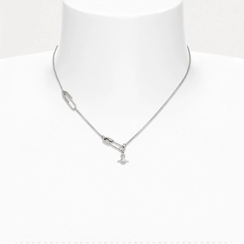 Vivienne Westwood Style 3D Orb Safety Pin Necklace