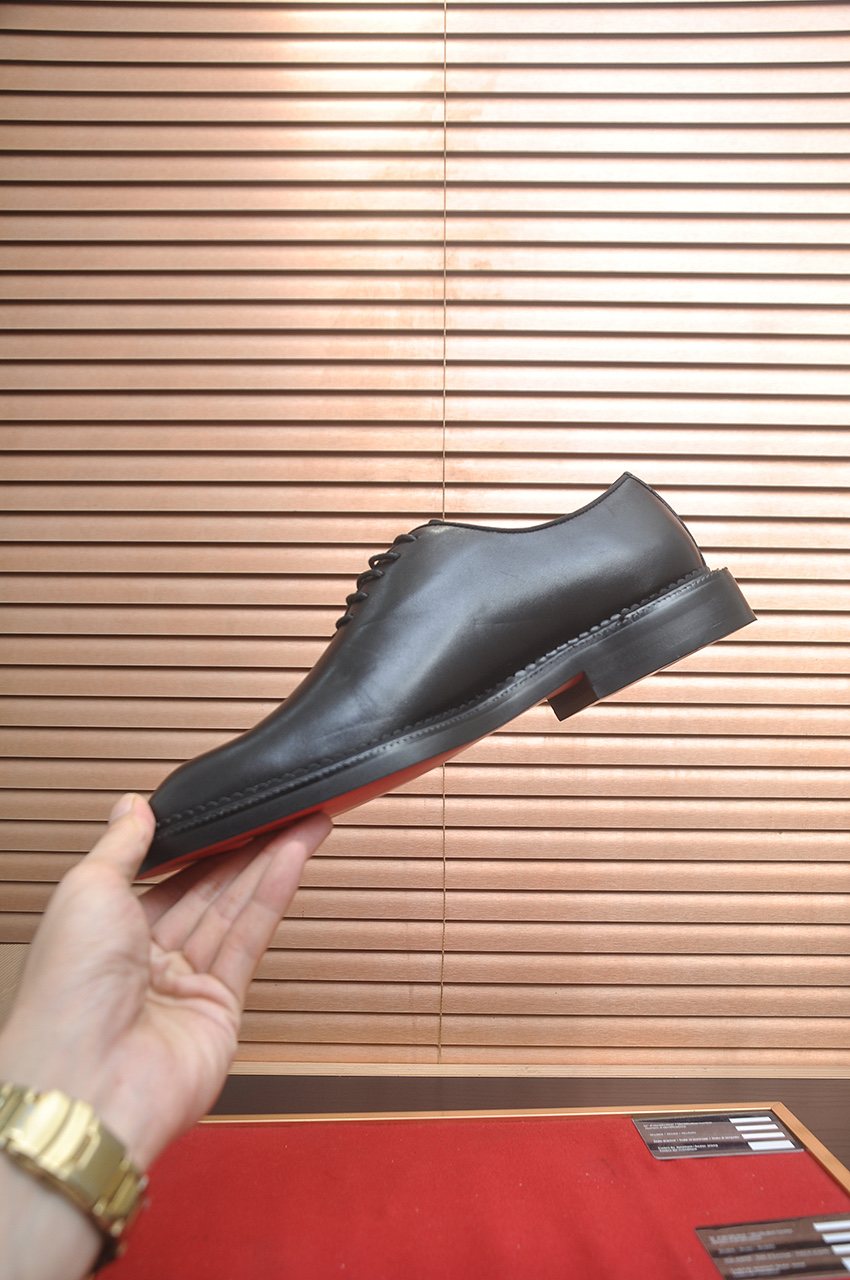 Christian Louboutin Black Red Sole Lace-Up Dress Shoes