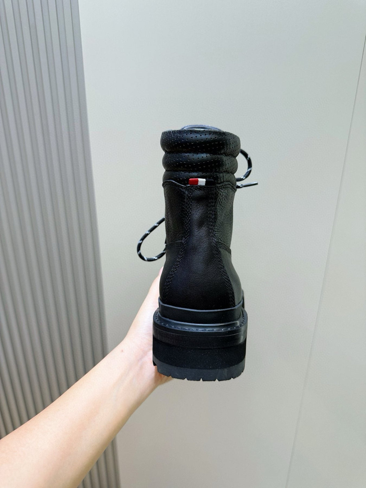 Moncler Black Lug-Sole Lace-Up Boots