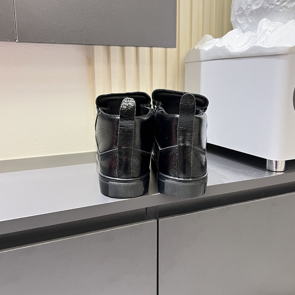 Balenciaga Black Textured High-Top Sneakers