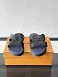 Louis Vuitton Monogram Slide Sandals - Black Monogram-Embossed Strap