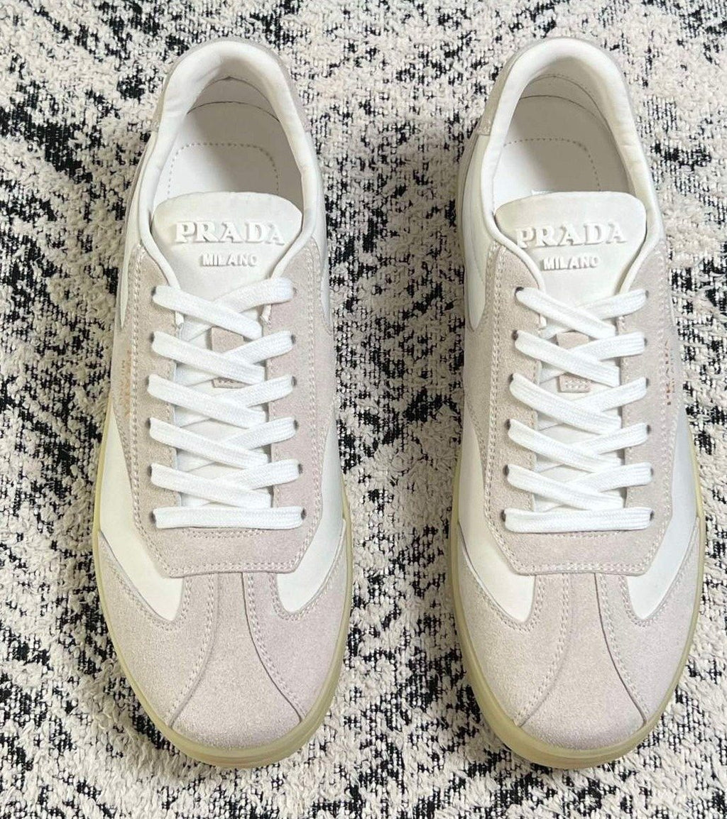 Prada Off-White Beige Low-Top Sneakers
