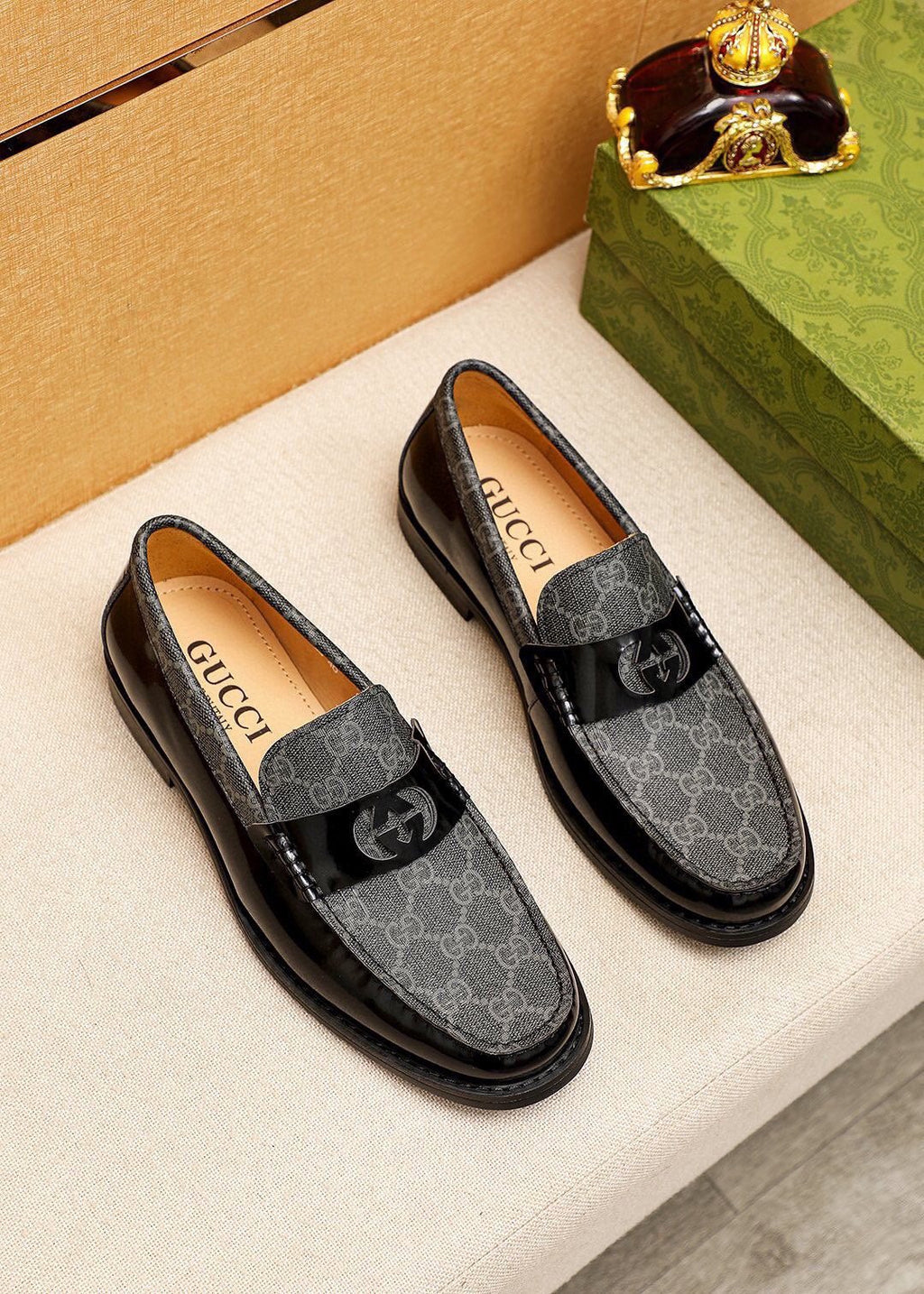 Gucci Patent Monogram Loafers