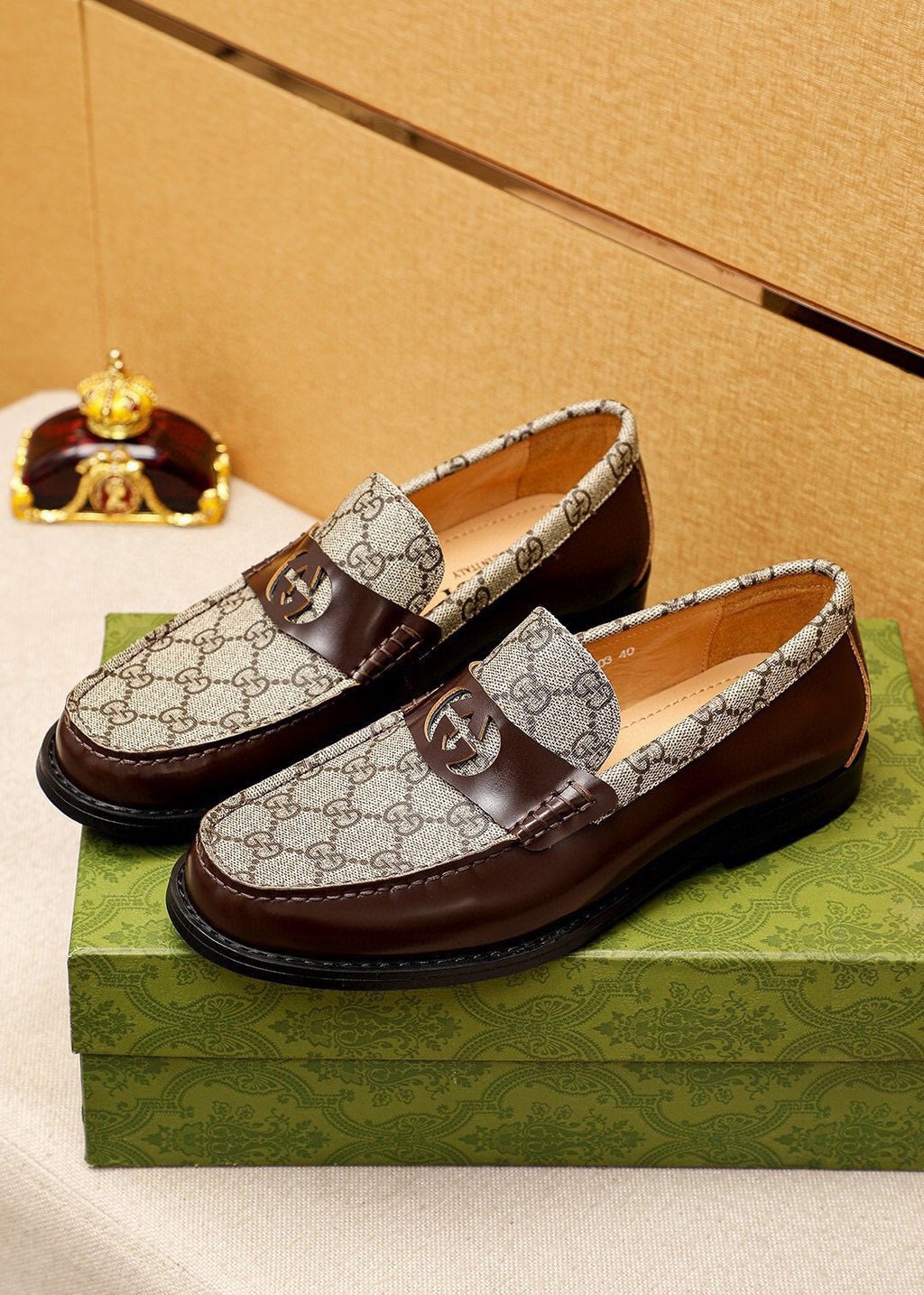Gucci Patent Monogram Loafers