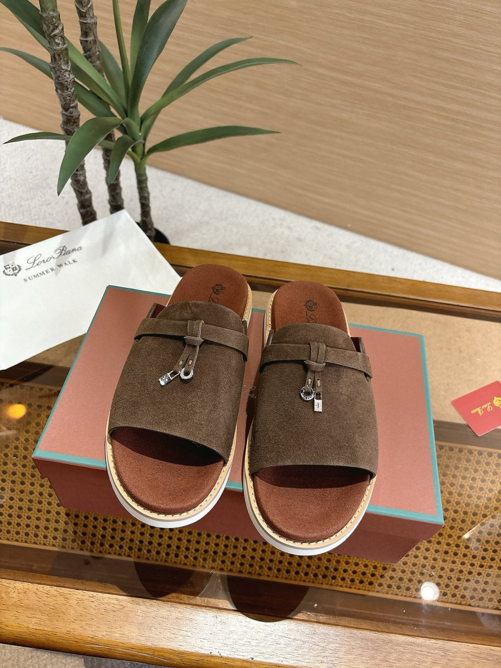 Loro Piana Men's Leather Slide Sandals - Rubber Outsole