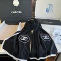 Chanel Contrast-Trim Logo Scarf