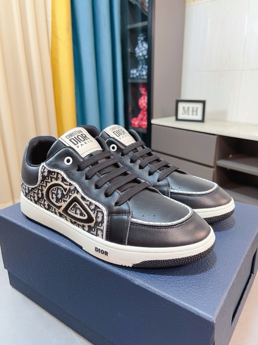 Dior Men's Patterned Panel Low-Top Sneakers